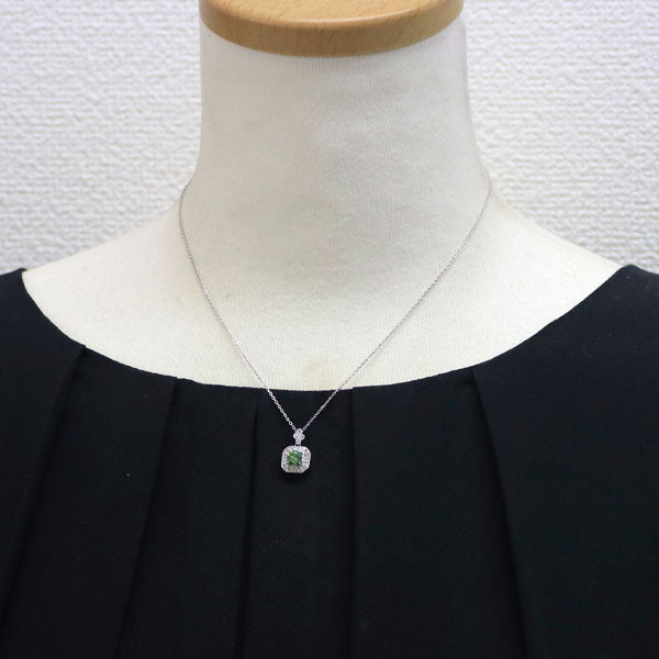 Rare Pt demantoid garnet diamond pendant necklace 0.54ct D0.19ct 