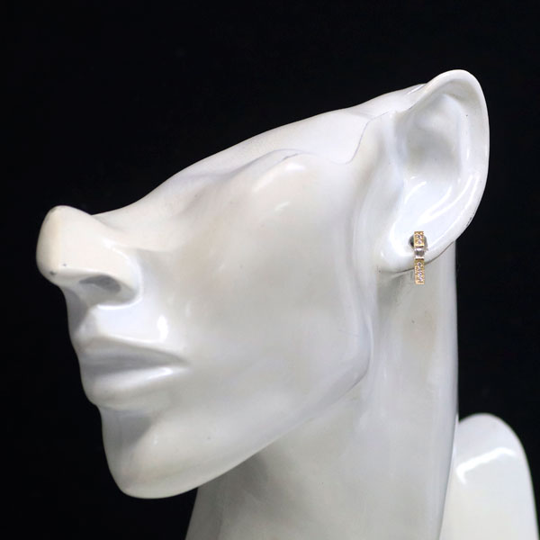K18YG diamond earrings 0.27ct D0.08ct 