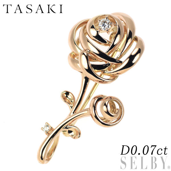 Tasaki Pearl K18PG Diamond Brooch and Pendant Top 0.07ct Flower 