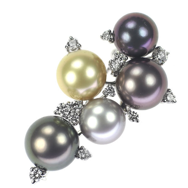 Kinoshita Pearl K18WG White Butterfly/Black Butterfly Pearl Diamond Brooch and Pendant Top Diameter approx. 8.5-10.3mm D0.58ct 
