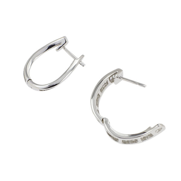 K18WG bucket cut diamond earrings D0.88ct hoop 