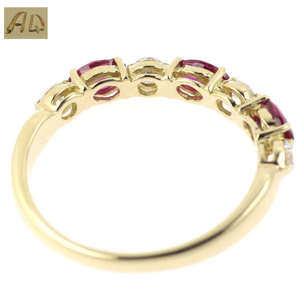 Queen K18YG Marquise Ruby Diamond Ring 