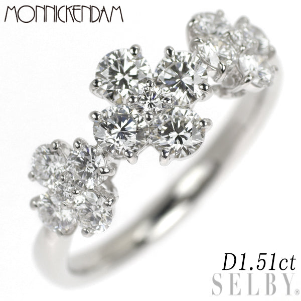 Monikkendam Pt900 Diamond Ring 1.51ct Flower 
