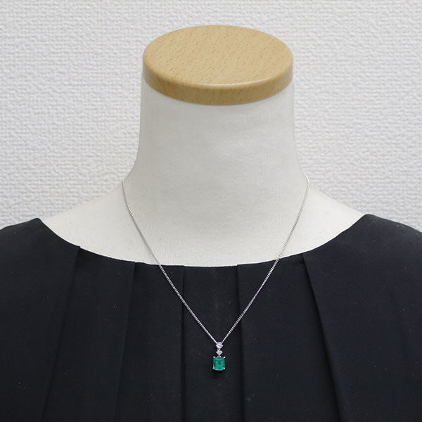 TASAKI Pt900/ Pt850 エメラルド ダイヤモンド ペンダントネックレス 1.37ct 0.18 41.5cm《セルビー銀座店》【S 新品同様磨き】【中古】