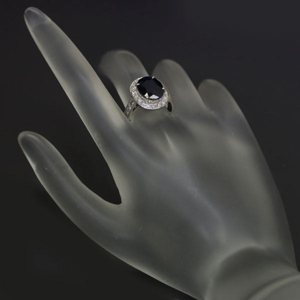 Pt900 Sapphire Diamond Ring 3.18ct D0.45ct 