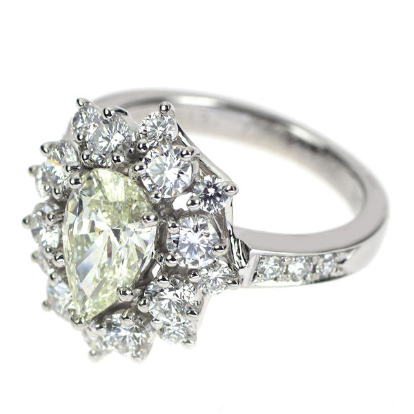 Heiwado Trading Pt950 Pear Shape Diamond Ring 1.043ct D1.06ct 
