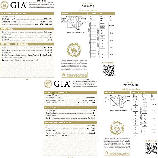 New with GIA Certificate of Authenticity Pt900 Diamond Earrings 0.71 E/F VS2 EX with Medium Socket 