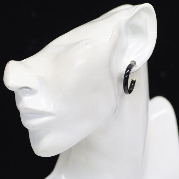 New K18YG Onyx Earrings Hoop 