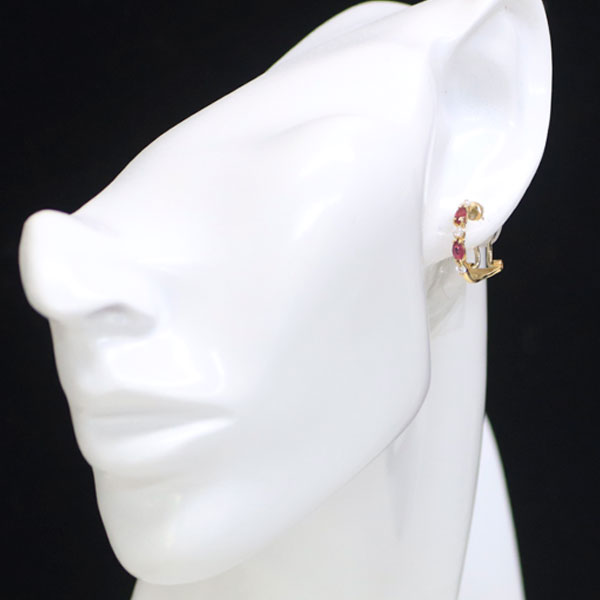 Queen K18YG ruby ​​diamond earrings 