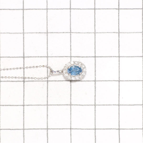K18WG Aquamarine Diamond Pendant Necklace 0.38ct D0.18ct 