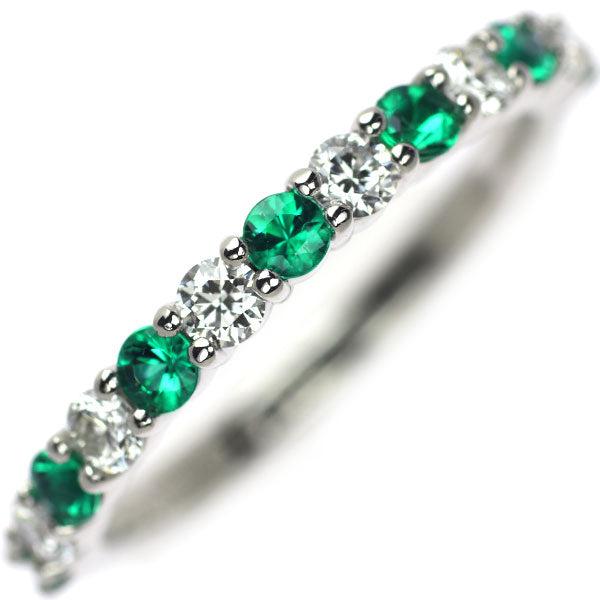 メンズPT900 Emerald Diamond Half eternity ring