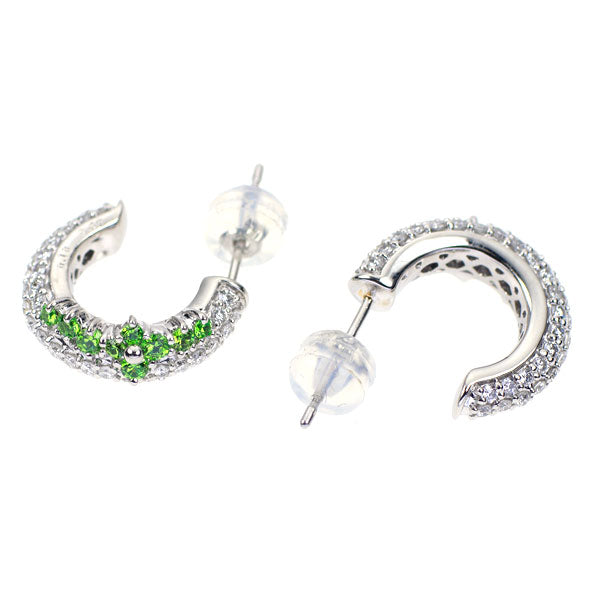 Rare Pt900 Demantoid Garnet Diamond Earrings 0.35ct D0.78ct 