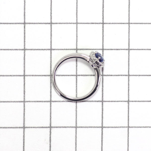 4℃ Pt950 Royal Blue Sapphire Diamond Ring 0.78ct 