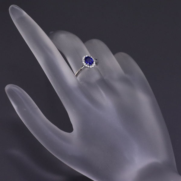 4℃ Pt950 Royal Blue Sapphire Diamond Ring 0.78ct 