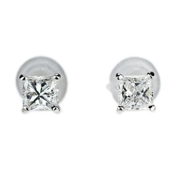 New Pt900 Princess Cut Diamond Earrings 0.474ct E SI1 Studs 