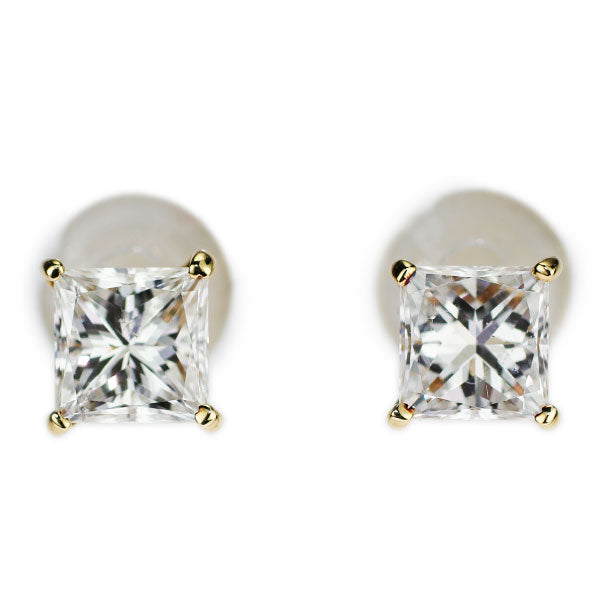 New K18YG LDH Princess Cut Diamond Earrings 0.729ct F SI2 