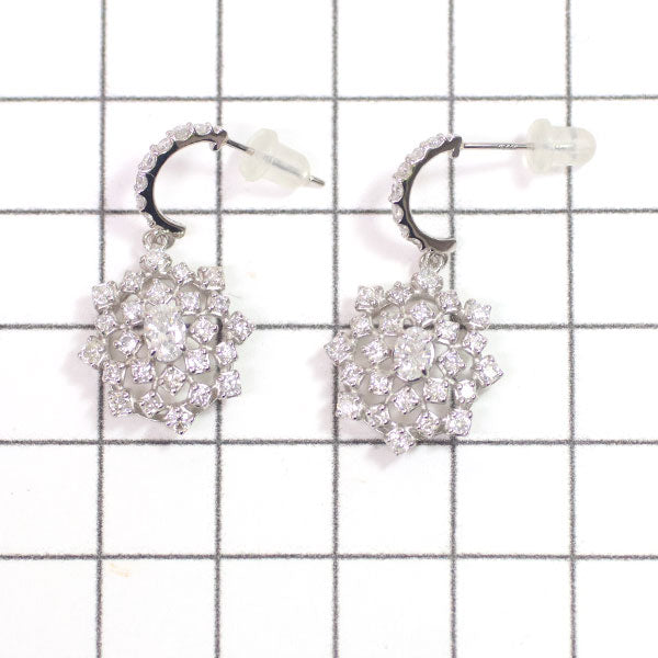 Pt900/ Pt950 Oval diamond earrings 0.41ct D1.14ct 