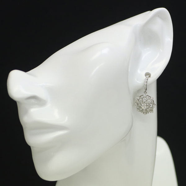 Pt900/ Pt950 Oval diamond earrings 0.41ct D1.14ct 