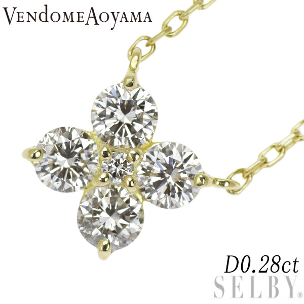 Vendome Aoyama K18YG Diamond Pendant Necklace 0.28ct 