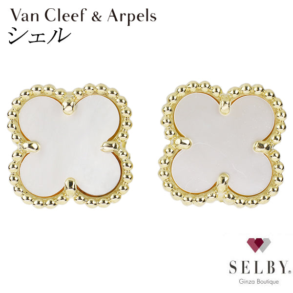 Van Cleef &amp; Arpels K18YG Shell Earrings Sweet Alhambra《Selby Ginza Store》[S, Like New, Polished] [Used] 