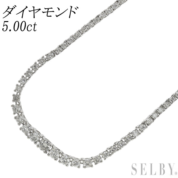 Pt850 Diamond Tennis Necklace 5.00ct 