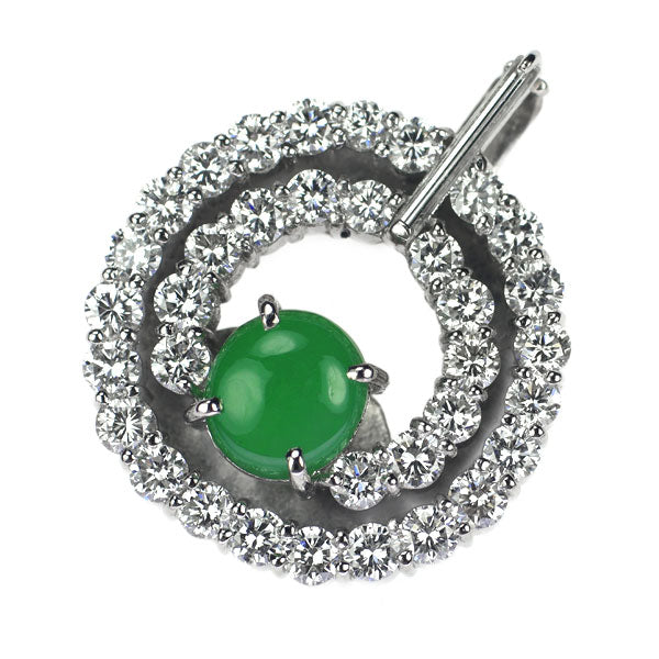 Pt900 Jade Diamond Pendant 1.91ct 