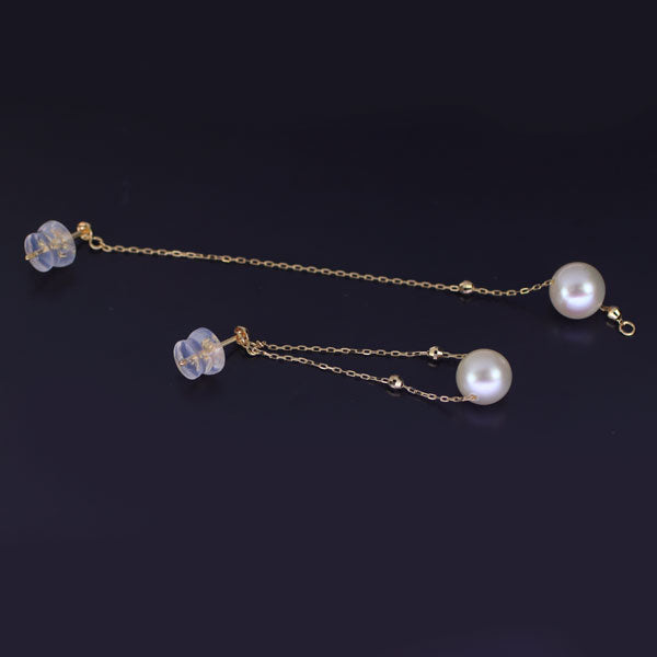 New K18YG Akoya pearl earrings diameter approx. 6.9mm 3WAY 