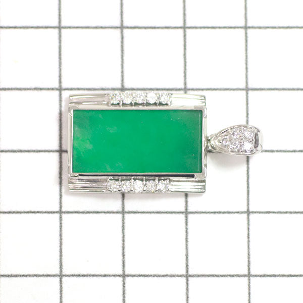 Pt900 Jade Diamond Pendant 7.04ct D0.36ct 