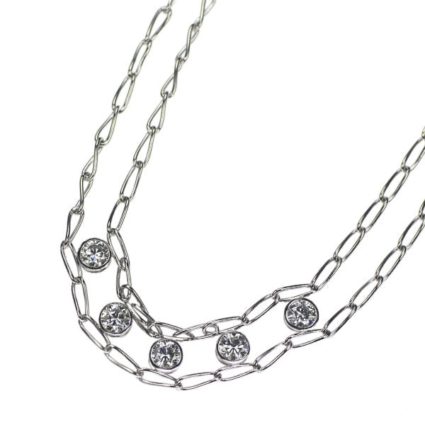 Heiwado Trading Pt950 Diamond Station Necklace 1.03ct Choker 