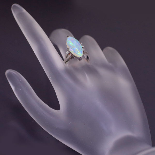 Pt900 Opal Diamond Ring 3.40ct Engraved Vintage Product 