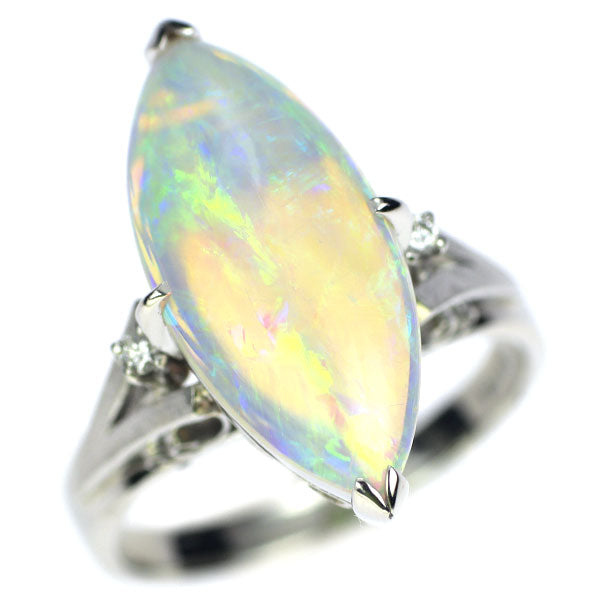 Pt900 Opal Diamond Ring 3.40ct Engraved Vintage Product 