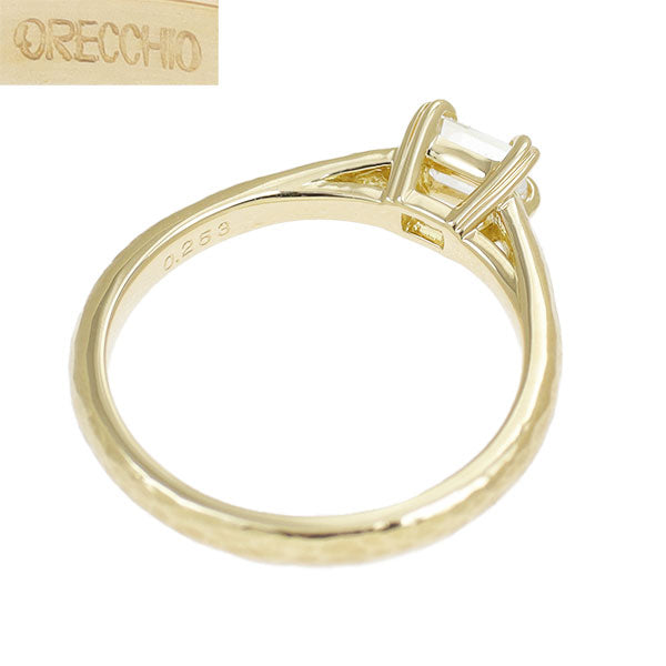 Orecchio K18YG Emerald Cut Diamond Ring 0.253ct E VS1 